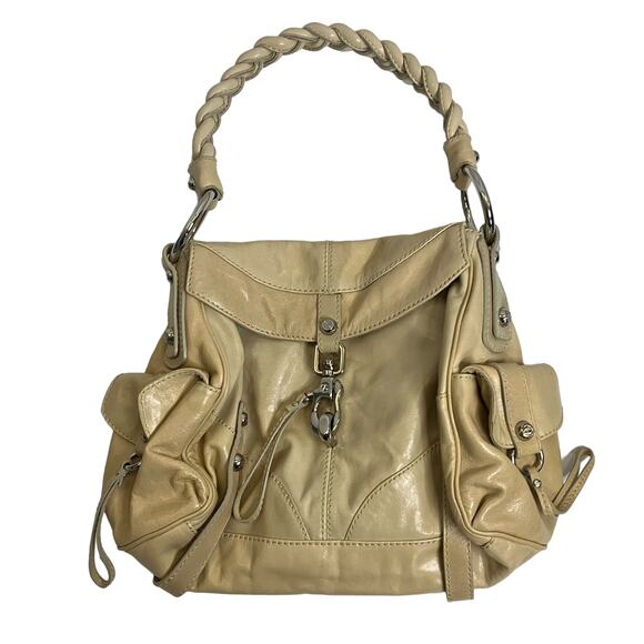 Francesco Biasia Tan Leather Braided Handle Shoulder Bag - Picture 1 of 10